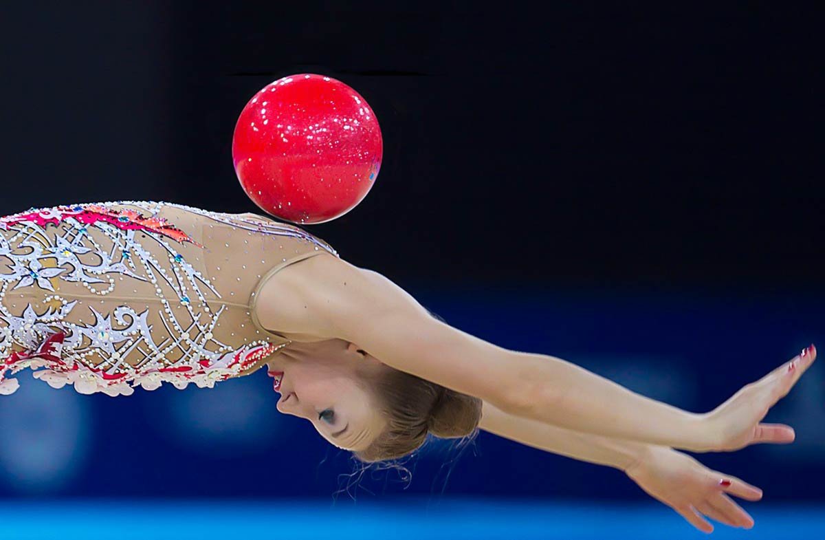 Woman with ball on competitions
