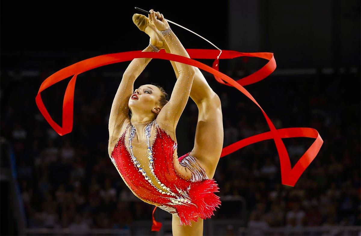 Woman with ribbon on competitions
